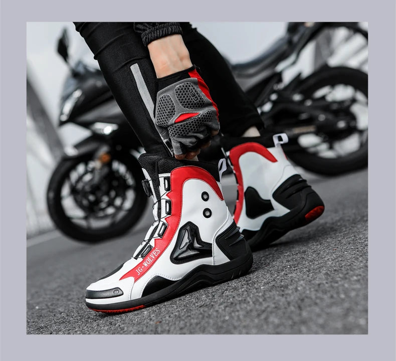 Bottes de moto taille haute avec protection