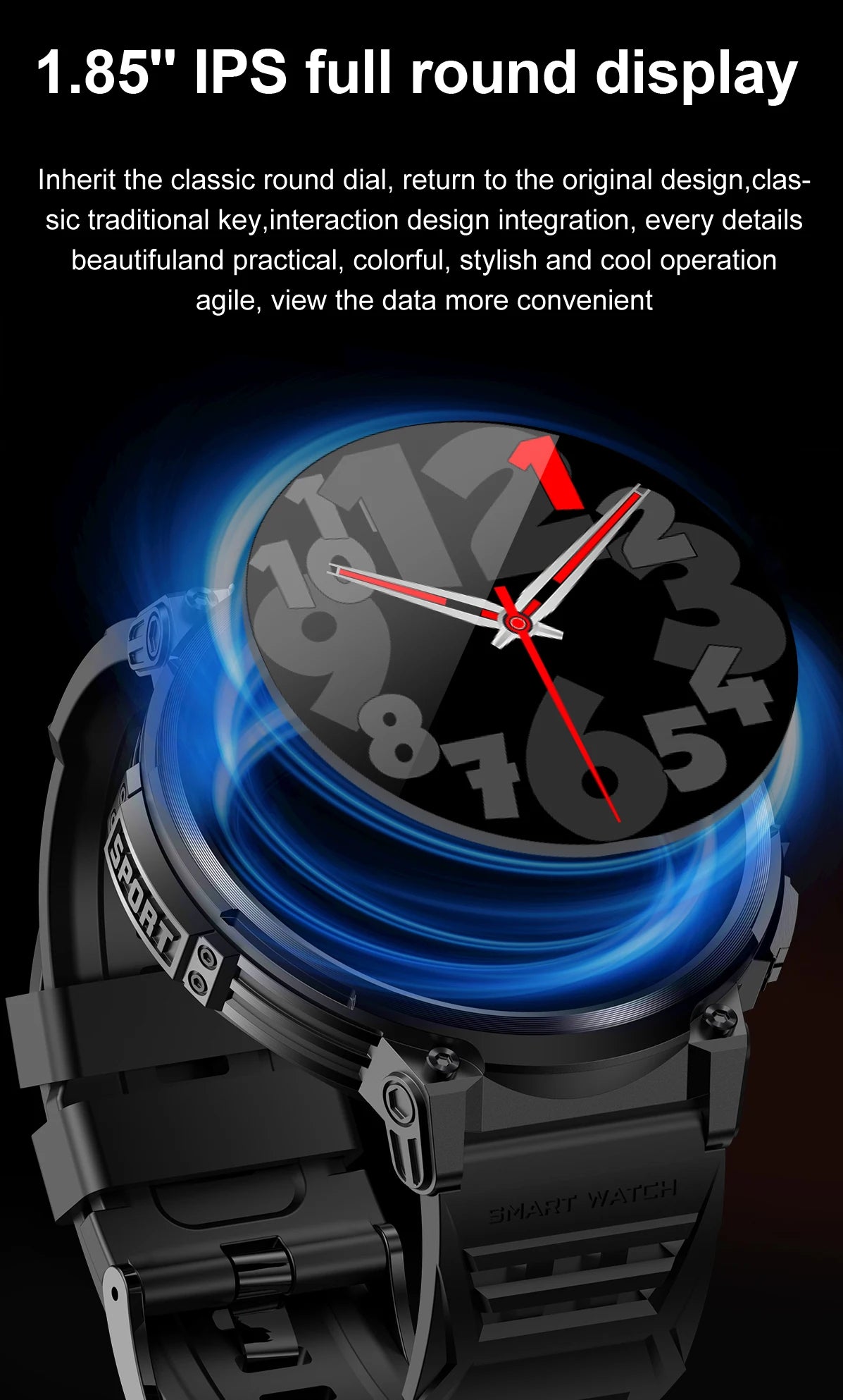 Montre Intelligente LIGE K66 Homme Lampe Torche - 1.85" 730mAh Bluetooth LED Outdoor - MONASTORESHOP.COM