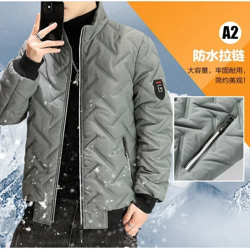 Veste matelassée homme grise, fermeture zippée, col montant, poches zippées