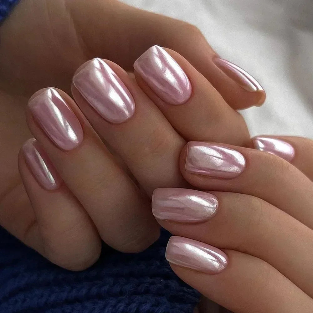 Faux ongles pointus , Aurora noir, blanc, nacré, brillant