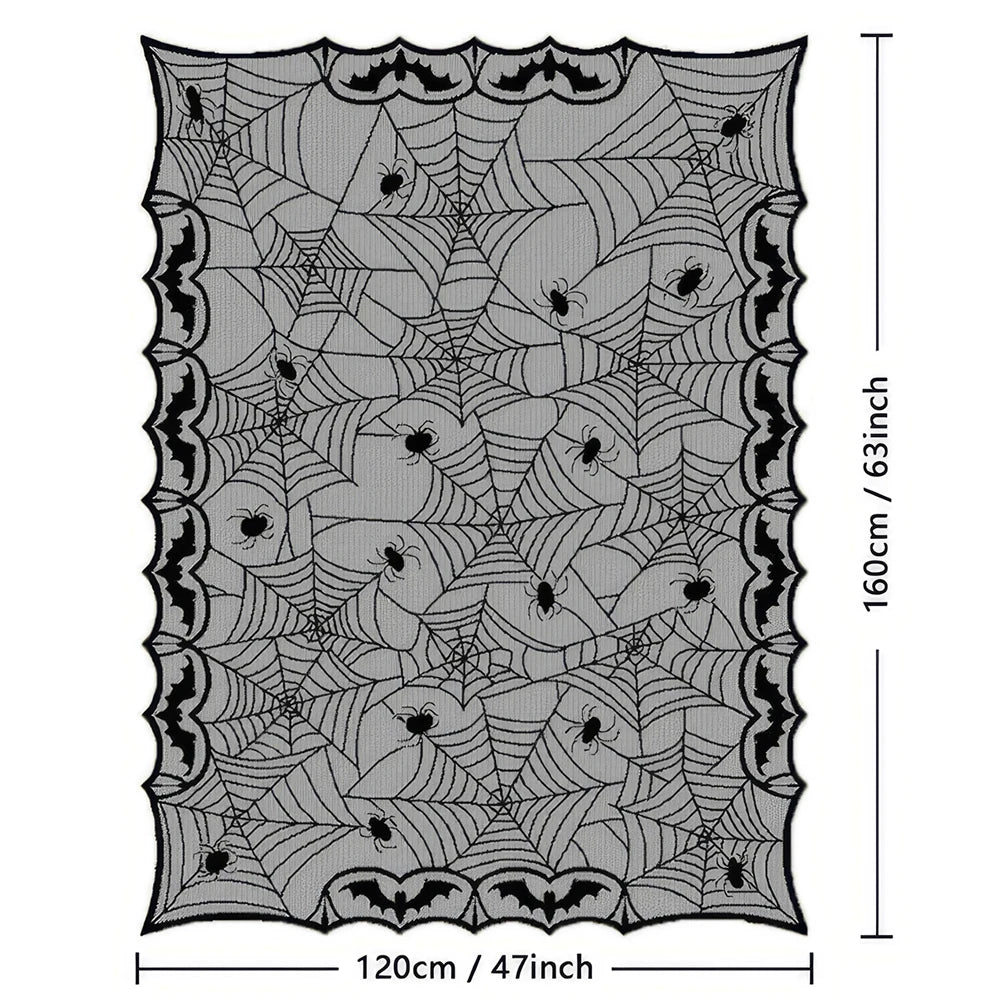 nappe de table en dentelle noire toile d'araignée pour soirée halloween