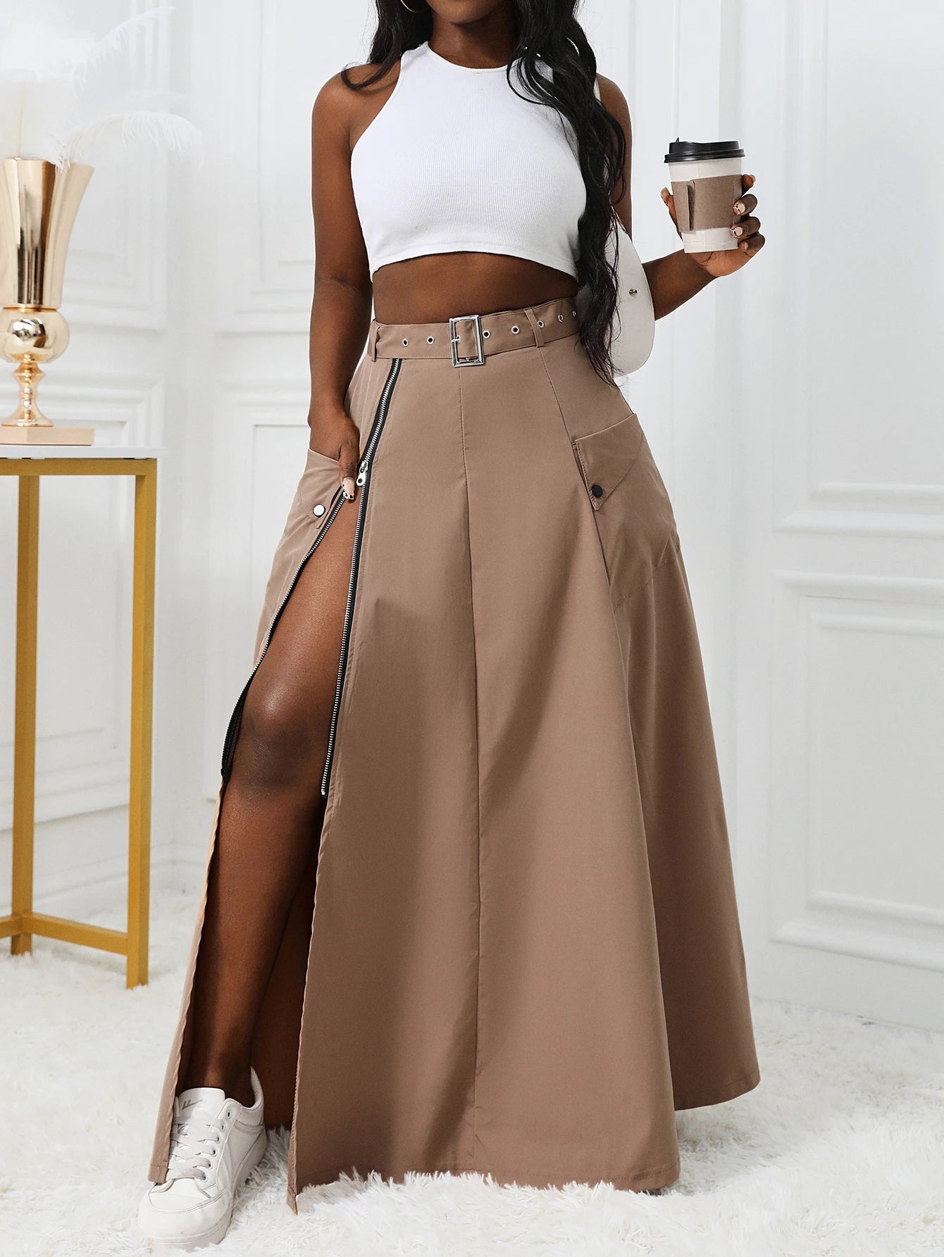 jupe cargo fendue  pour femmes