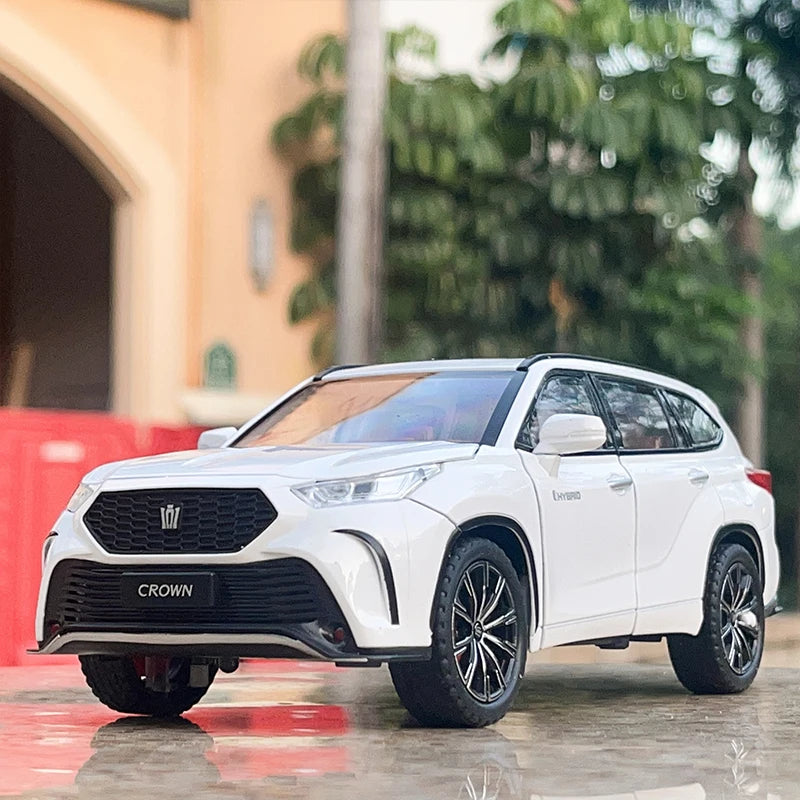 Modèle réduit de SUV Toyota Crown Kluger 1:24 blanc, calandre et phares avant visibles