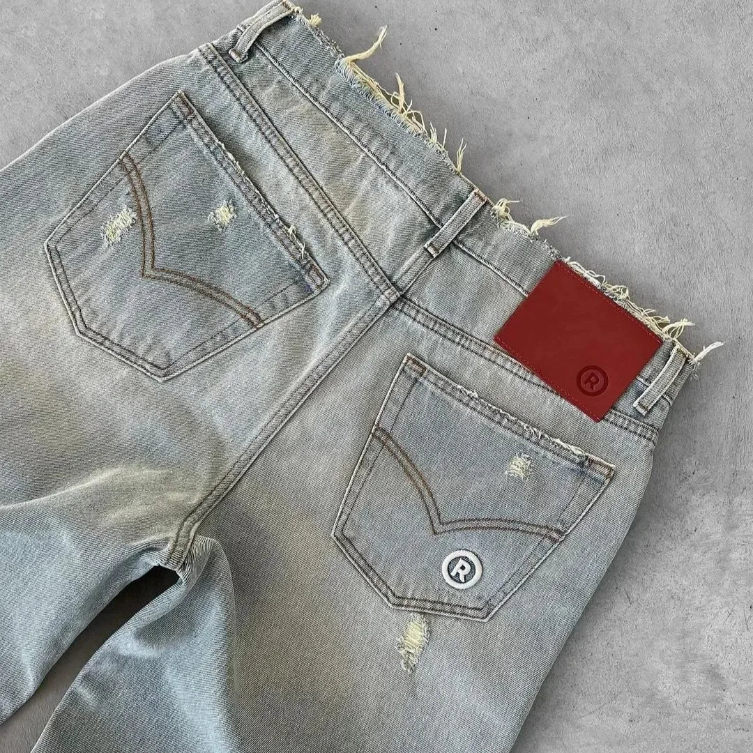 pour hommes, pantalon Denim délavé