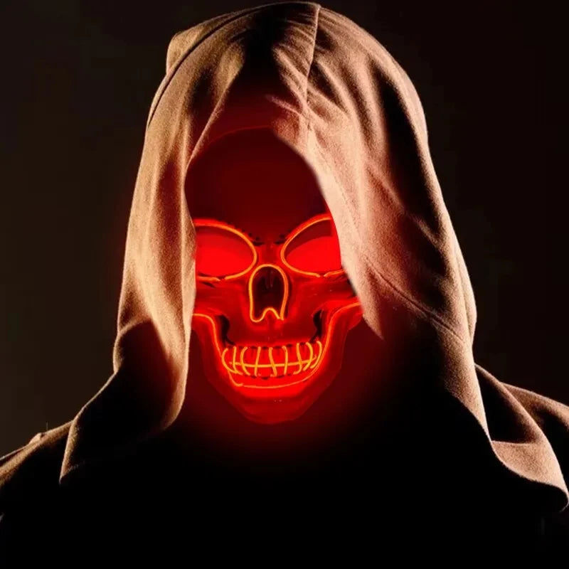 masque crâne d'halloween adultes équipé de LED couleurs aux choix