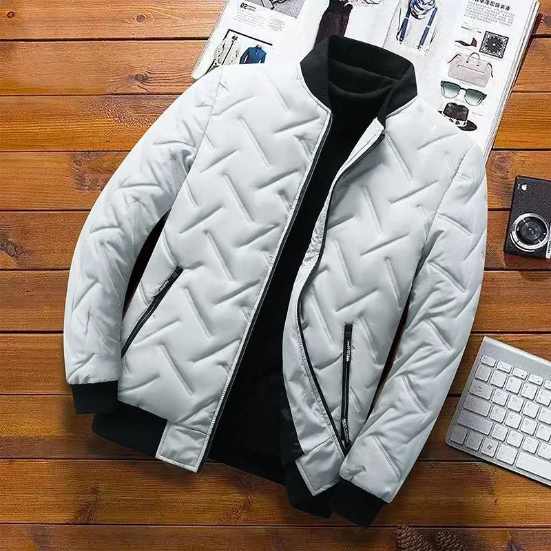 Veste matelassée homme blanche, fermeture zippée, col montant, poches zippées