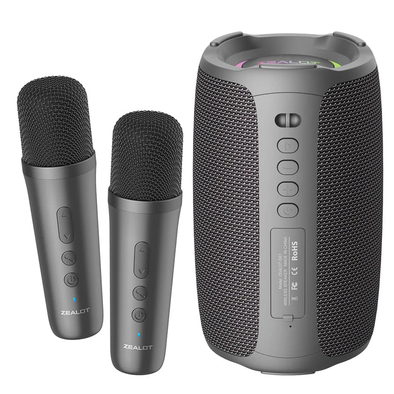 Zealot_S61M Machine de karaoké haut-parleur Bluetooth Portable avec 1-2 Microphones