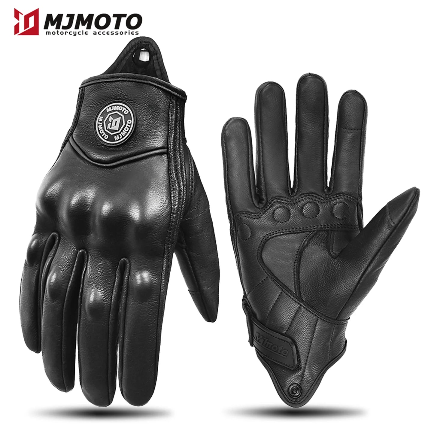 Gants de Moto en cuir rétro classique perforé ou non/ antidérapant hommes/femmes