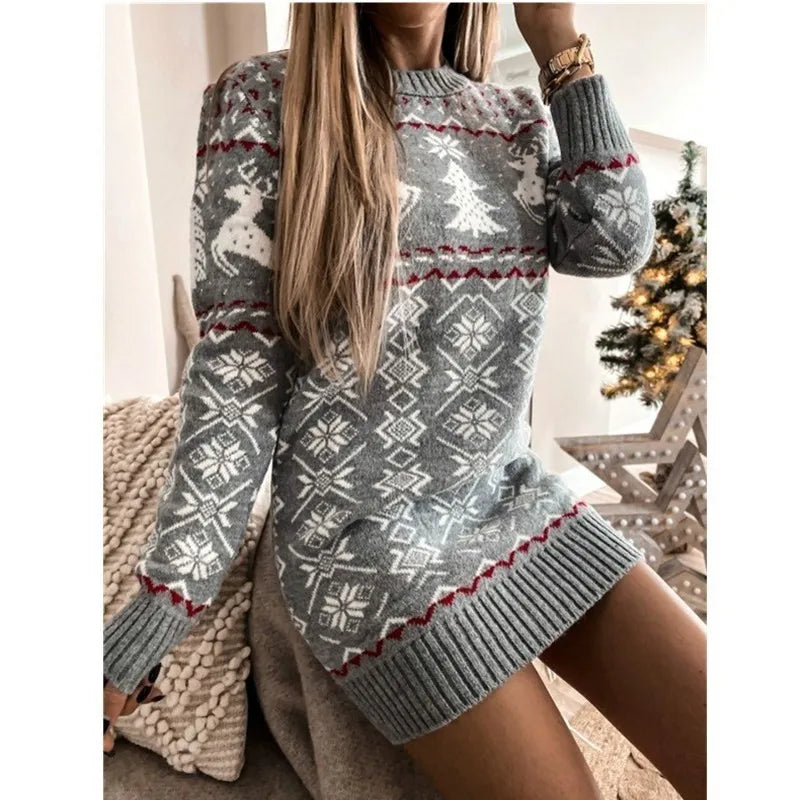 Robe pull courte de noël pour femmes
