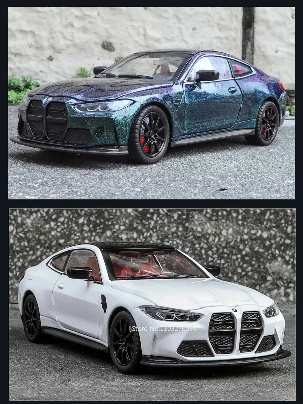 M3 GTR M4 Alliage métal Miniature 1/24 avec portes et capot ouvrant lumière et pile inclus