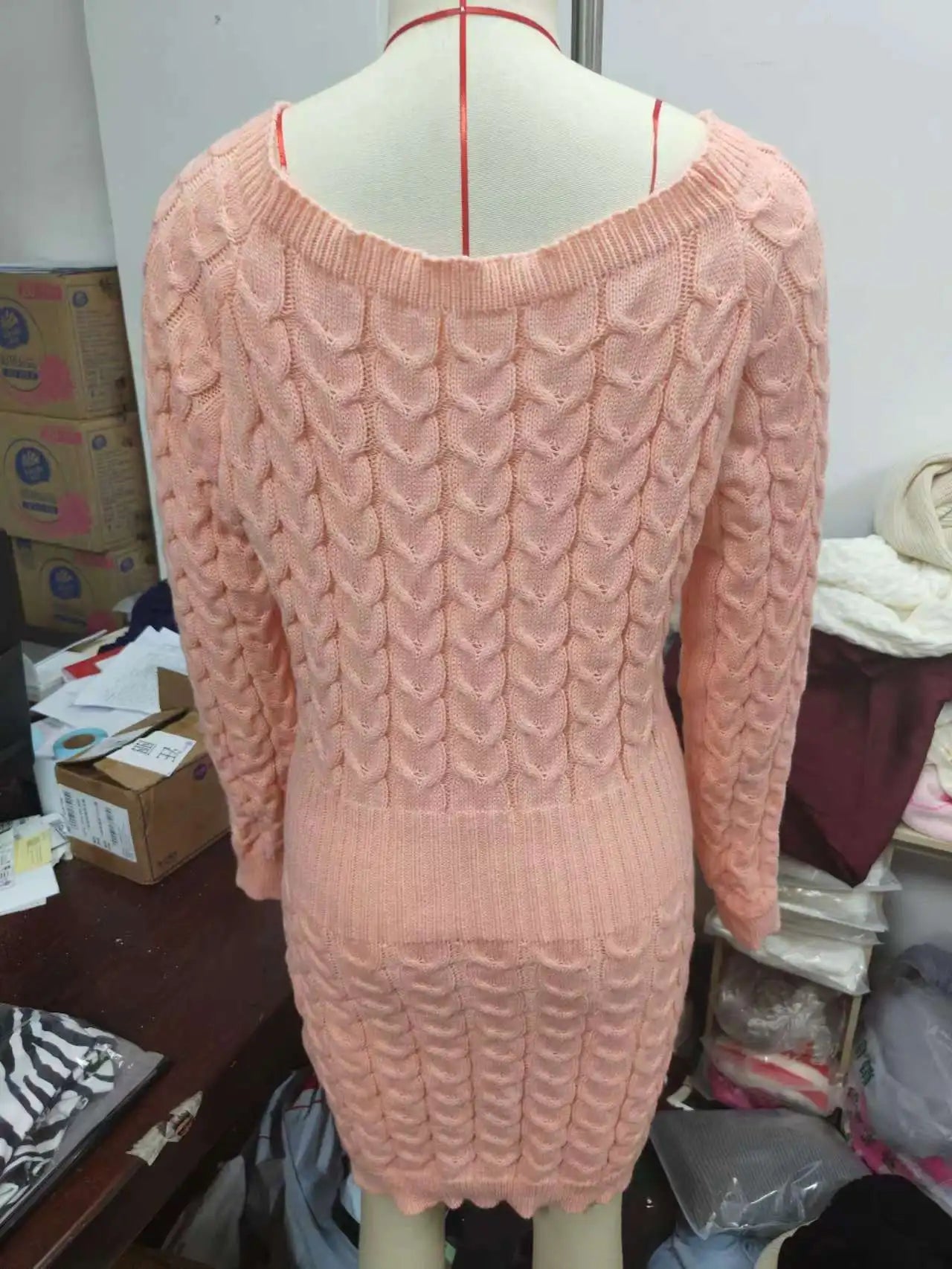 Robe Pull Courte Femme Épaule Dénudée – Coupe Ample Manches Ballon Style Décontracté