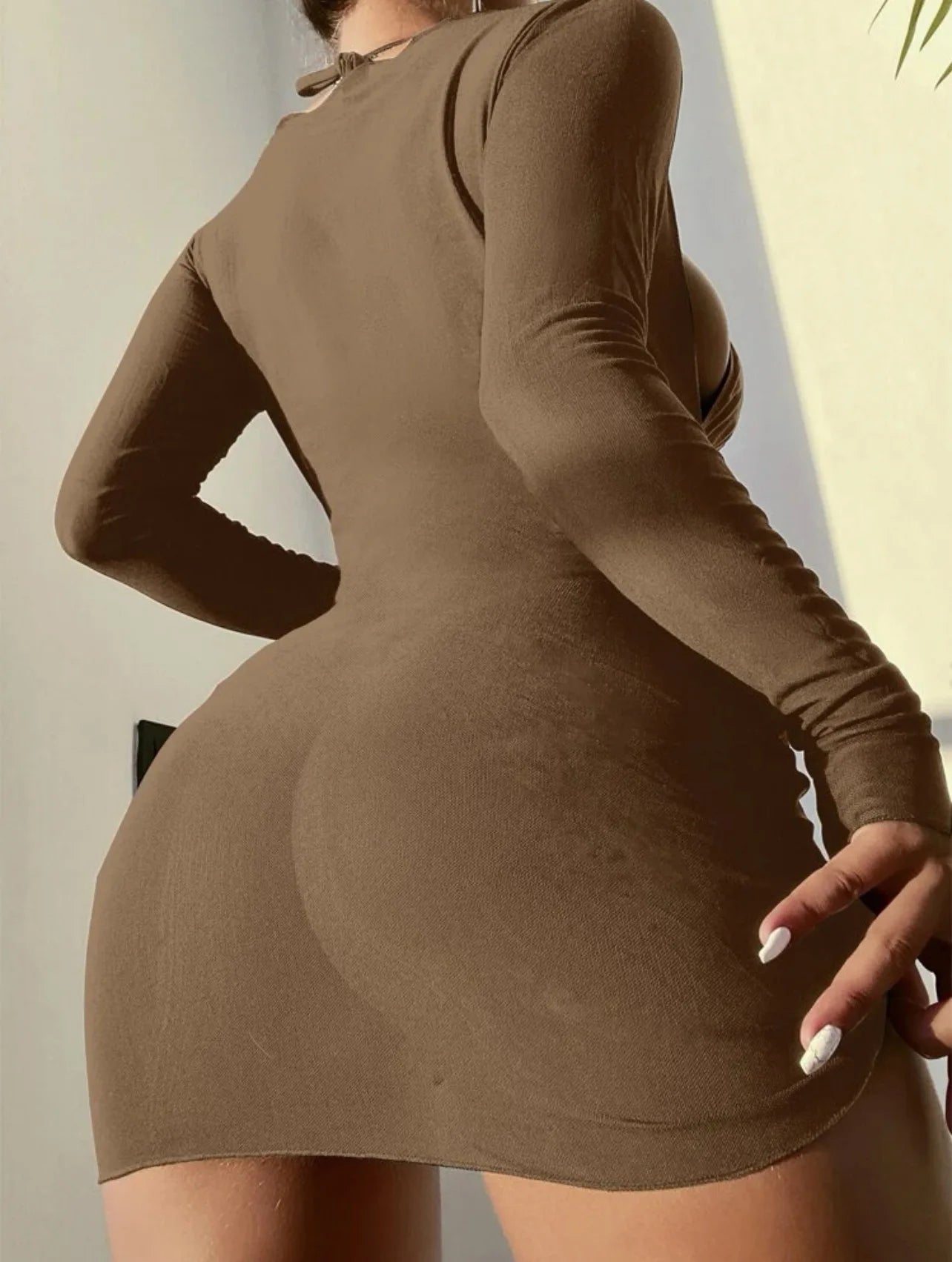 Ensemble Bikini 3 Pièces Brésilien avec Robe Cover-Up - Manches Longues Plissé