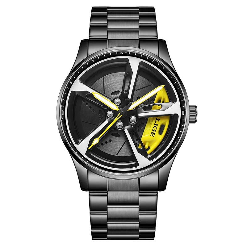 LIGE 2025 cadran rotatif montre-bracelet sport à Quartz étrier de frein