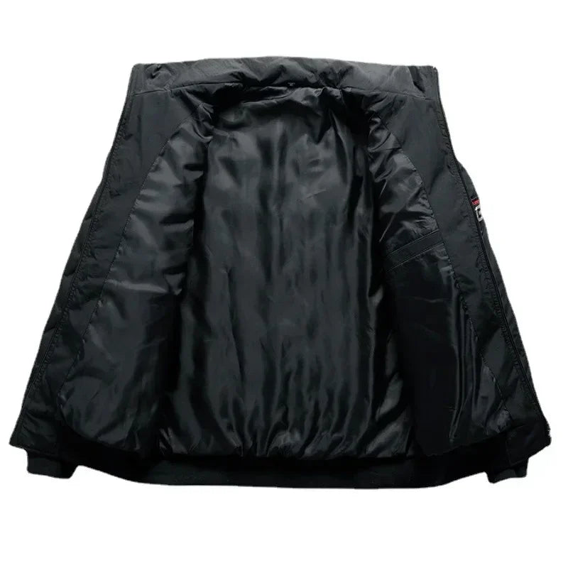 Veste matelassée homme noire, col droit, doublure intérieure visible