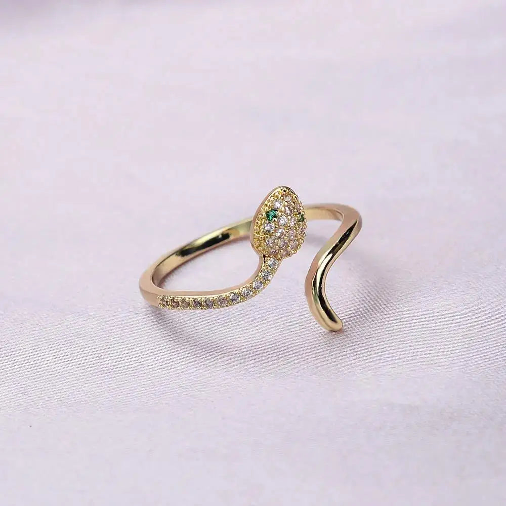 Anneaux de serpent gothiques en cristal règlable pour femmes