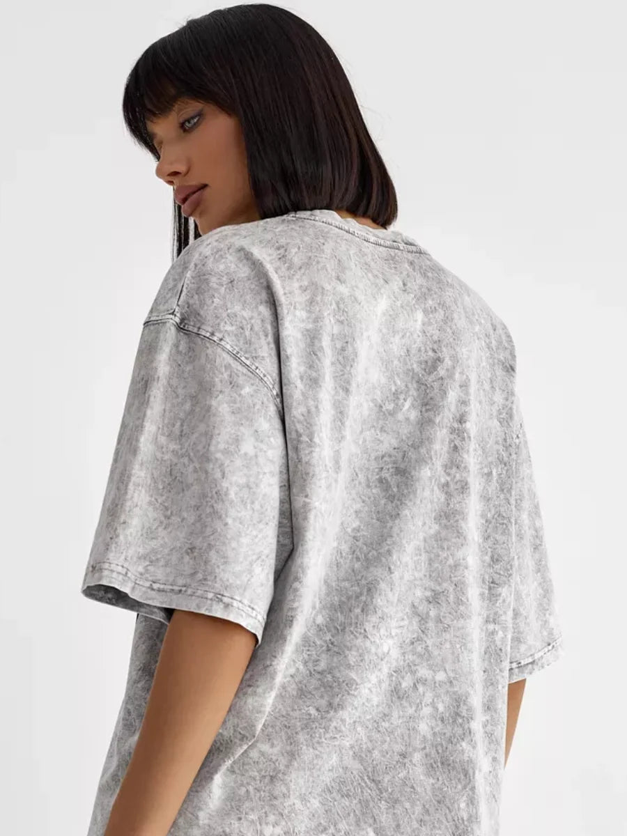 T-shirt Femme Surdimensionné Vintage Délavé - Style Streetwear
