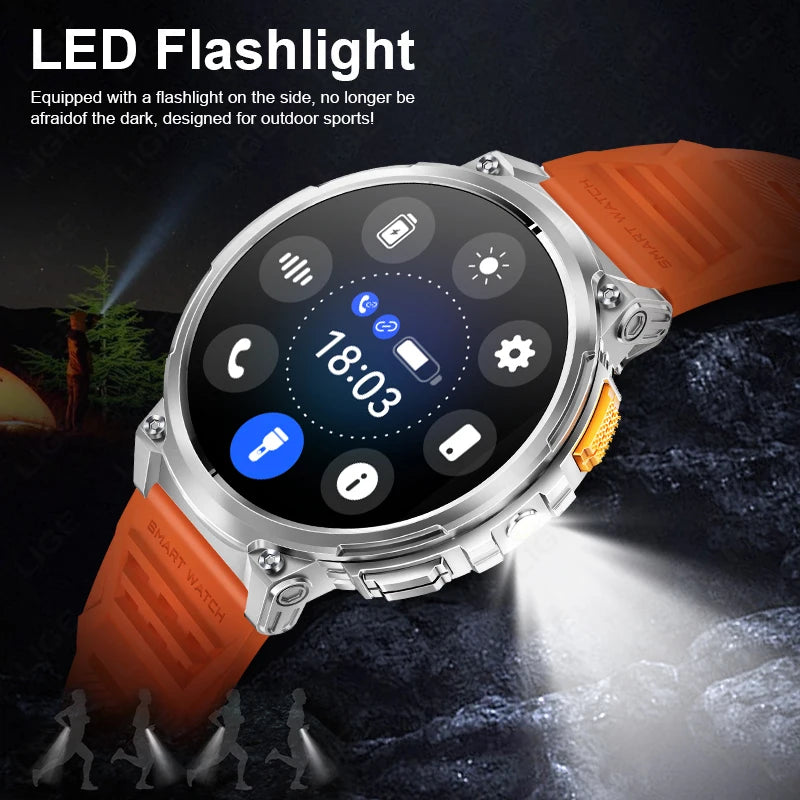 Montre Intelligente LIGE K66 Homme Lampe Torche - 1.85" 730mAh Bluetooth LED Outdoor - MONASTORESHOP.COM