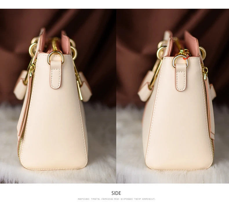 sac à bandoulière en cuir véritable vintage élégant pour femmes automne/ hiver