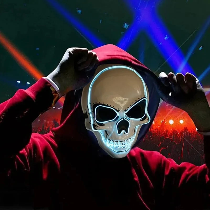 masque crâne d'halloween adultes équipé de LED couleurs aux choix