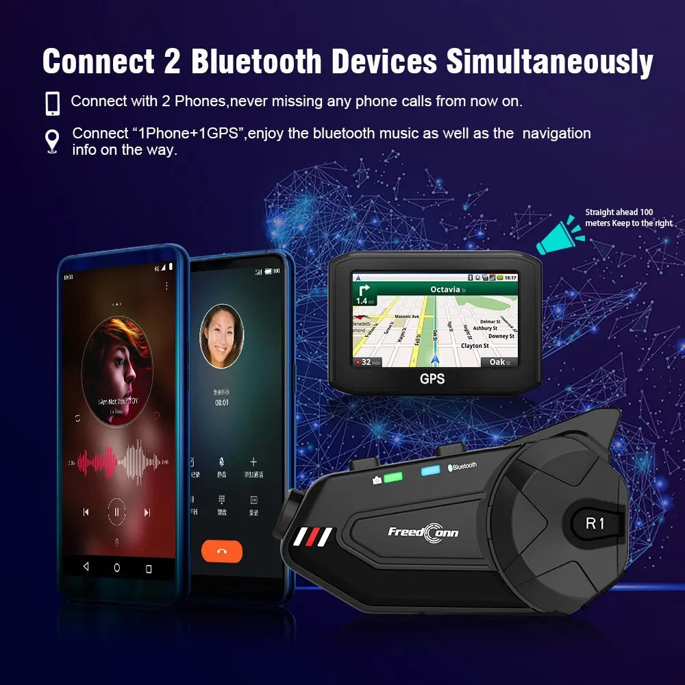 caméra de casque moto bluetooth 1080P