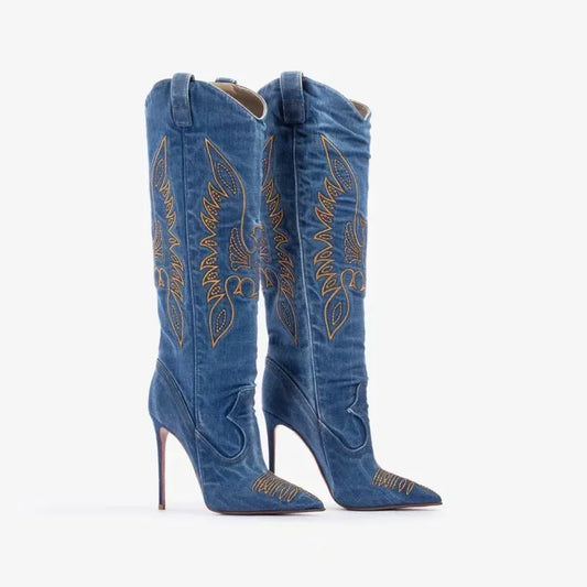 botte et bottine de cowboy femme a talon éguille et bout pointu