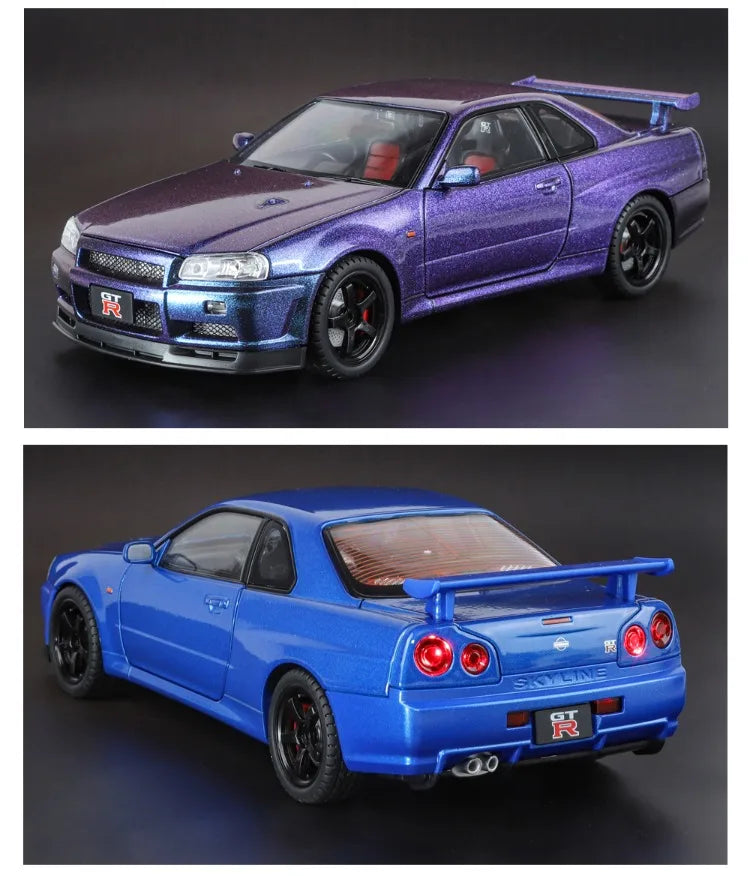 Modèle de voiture Nissan GT-R R34 Skyline en alliage roue démontable au 1/18