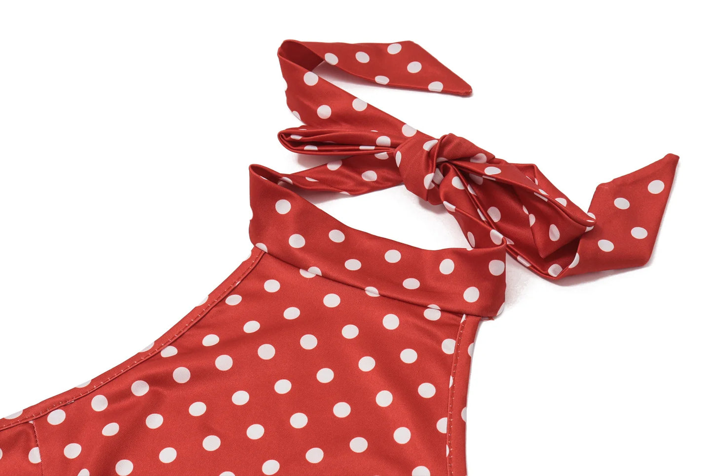 Mini Robe Pois Col Licou Dos Nu - Sans Manches, Taille Haute, Style Y2K