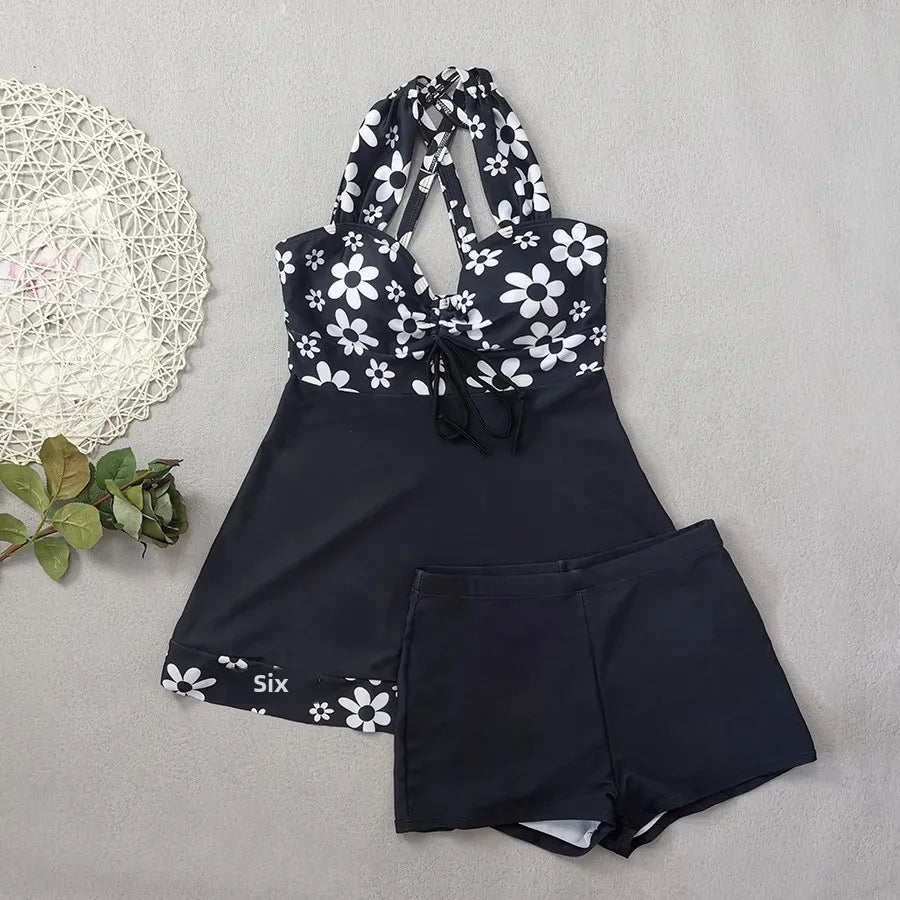 Tankini Femme Grande Taille Tournesol 🌻 - Maillot de Bain 2 Pièces Jupe Style Plage