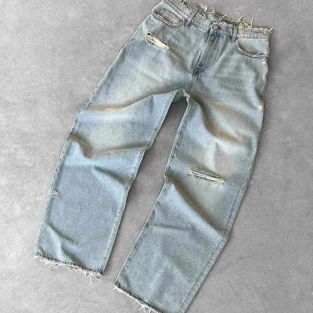pour hommes, pantalon Denim délavé