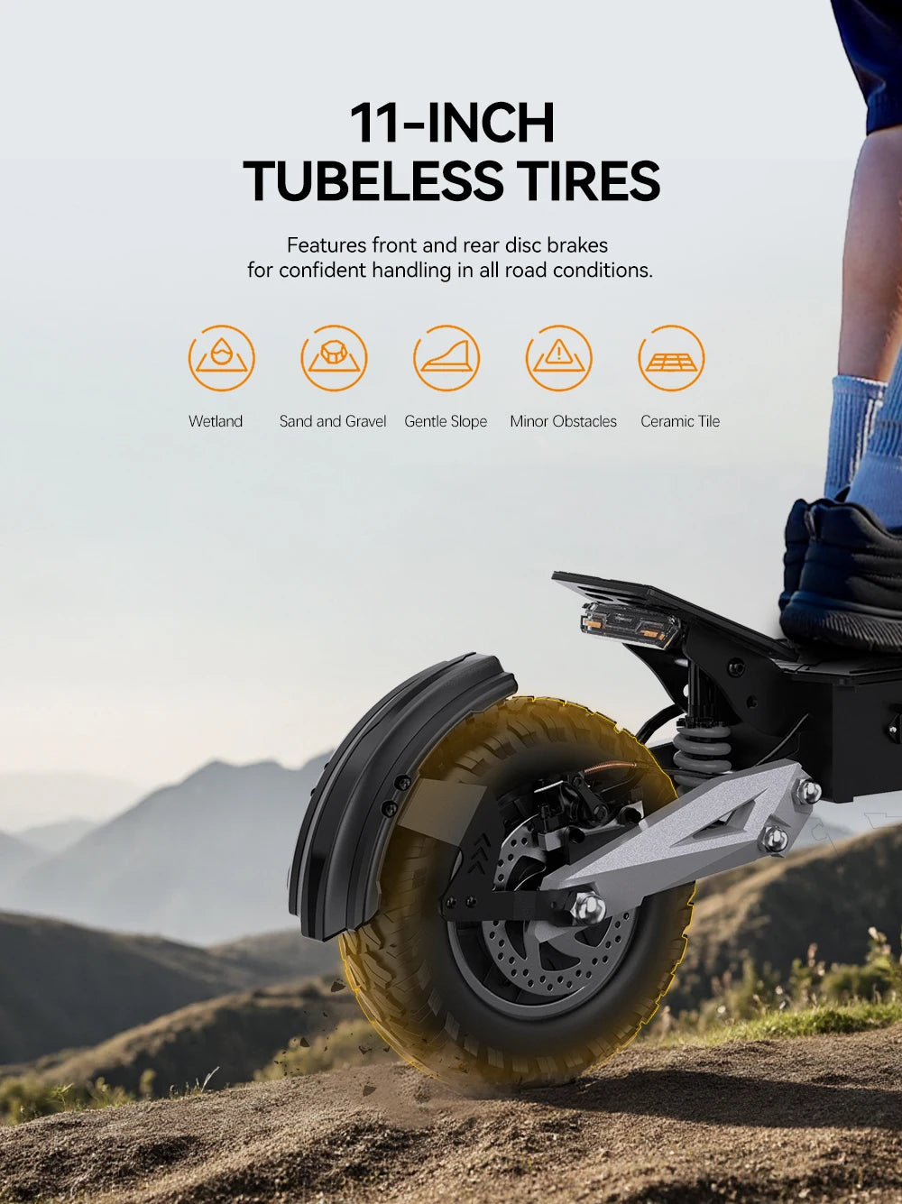 E-scooter de ville avec pneus tout terrain 900W 48V 13AH