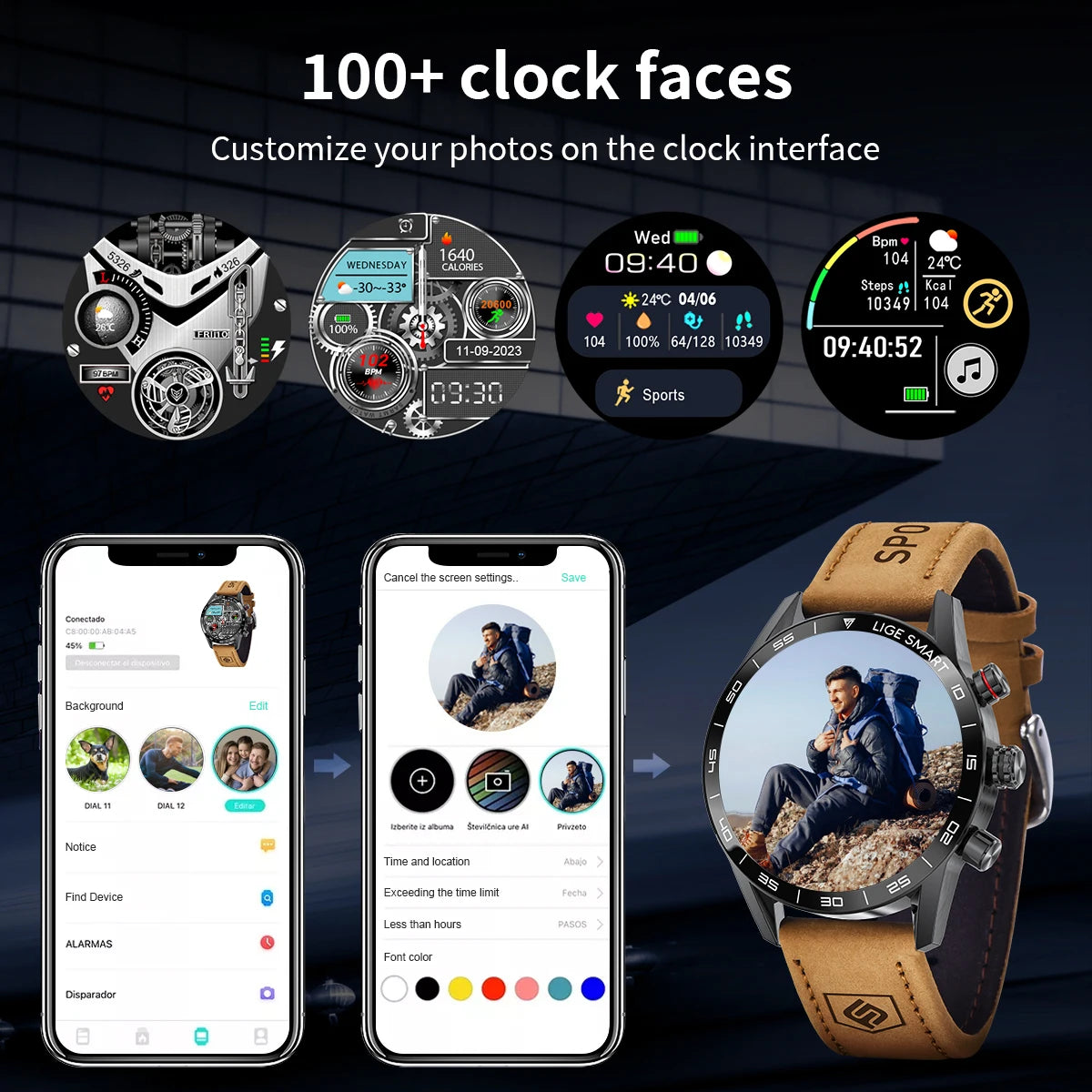 LIGE-Montre intelligente à écran HD AMOLED pour homme, appel Bluetooth, bracelet étanche IP67, entièrement tactile, affaires