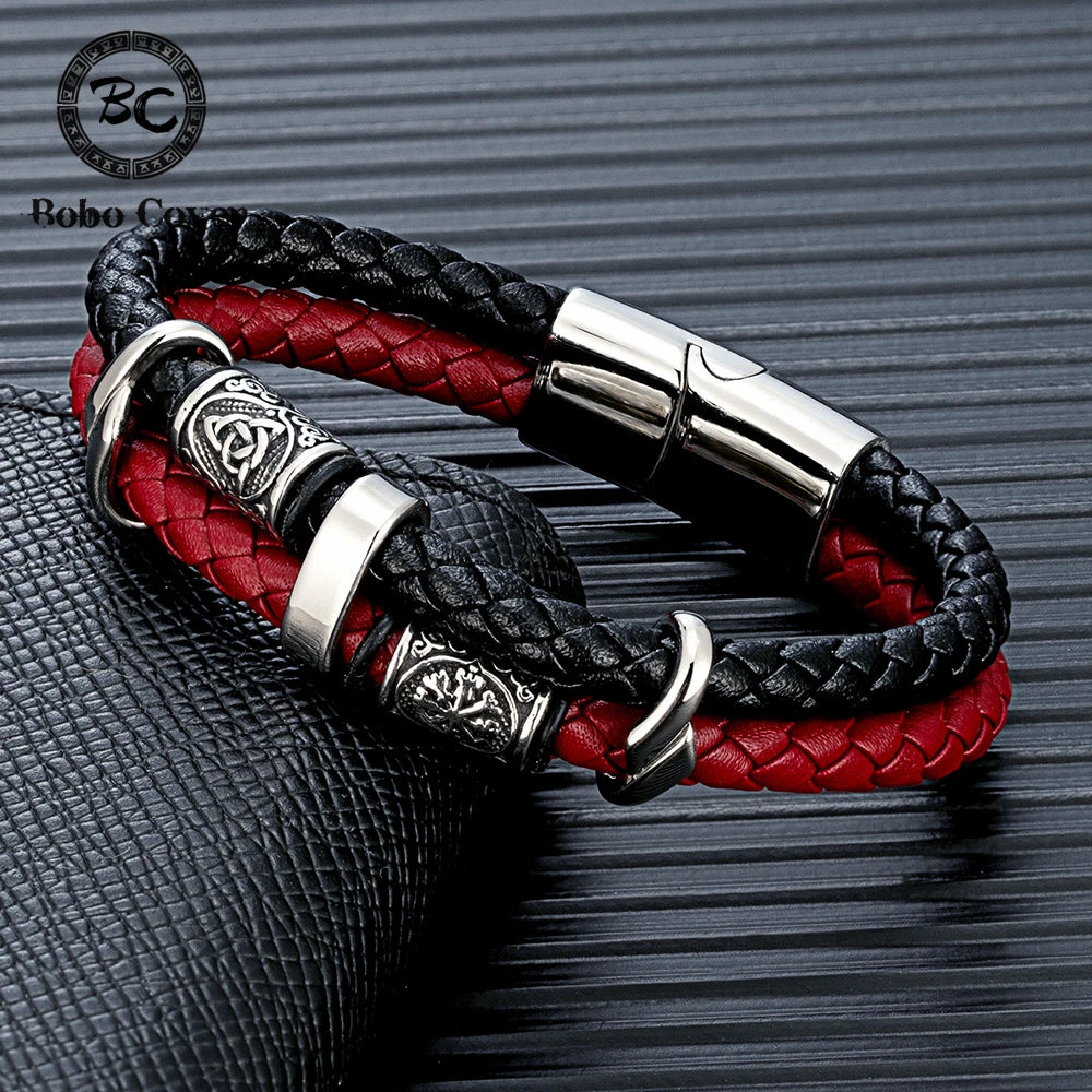 bracelet en acier inoxydable et cuir véritable hommes/ femmes