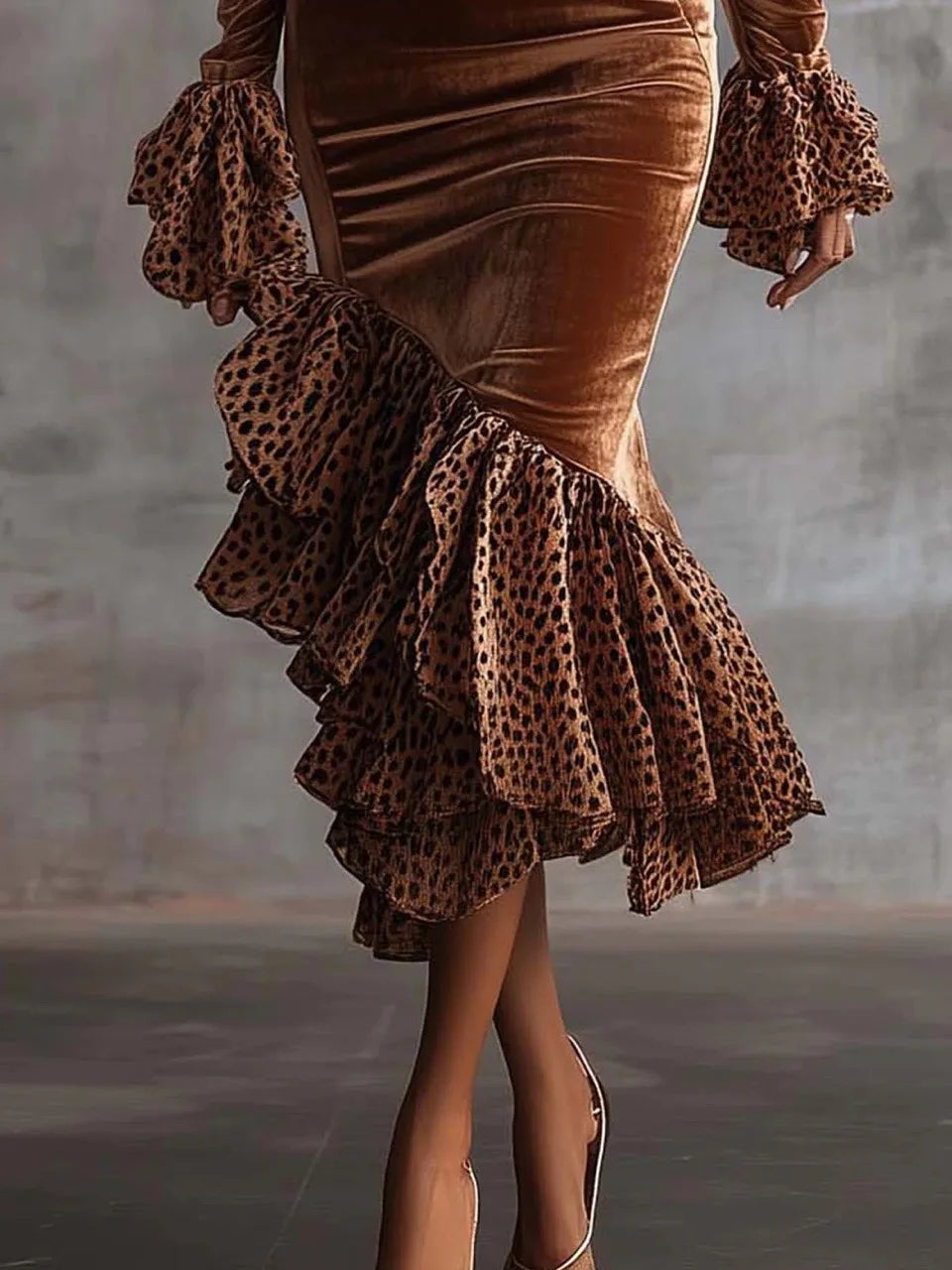 Robe longue élégante en velours Vintage décolté pour femmes