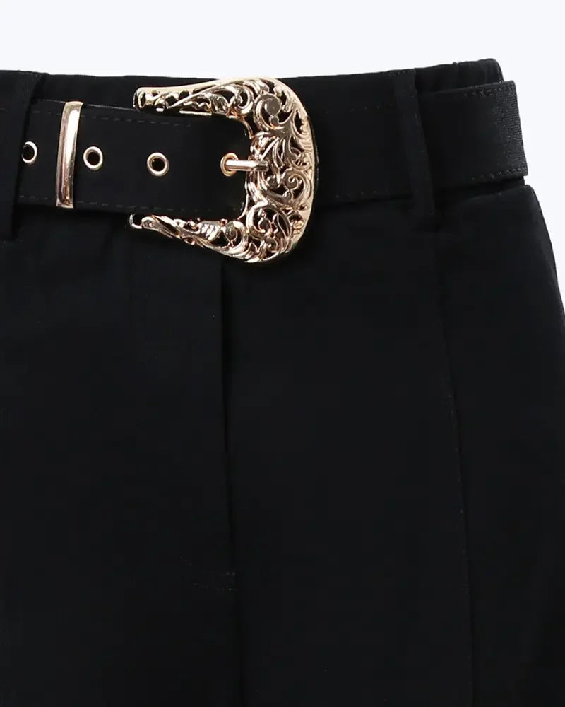 pantalon femmes tendance taille haute avec ceinture