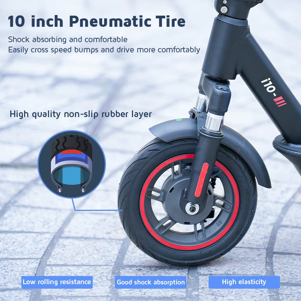 IScooter- Électrique Pliable i10 adulte, Autonomie Maximale de 45km, 650W, 15Ah, 10 Pouces