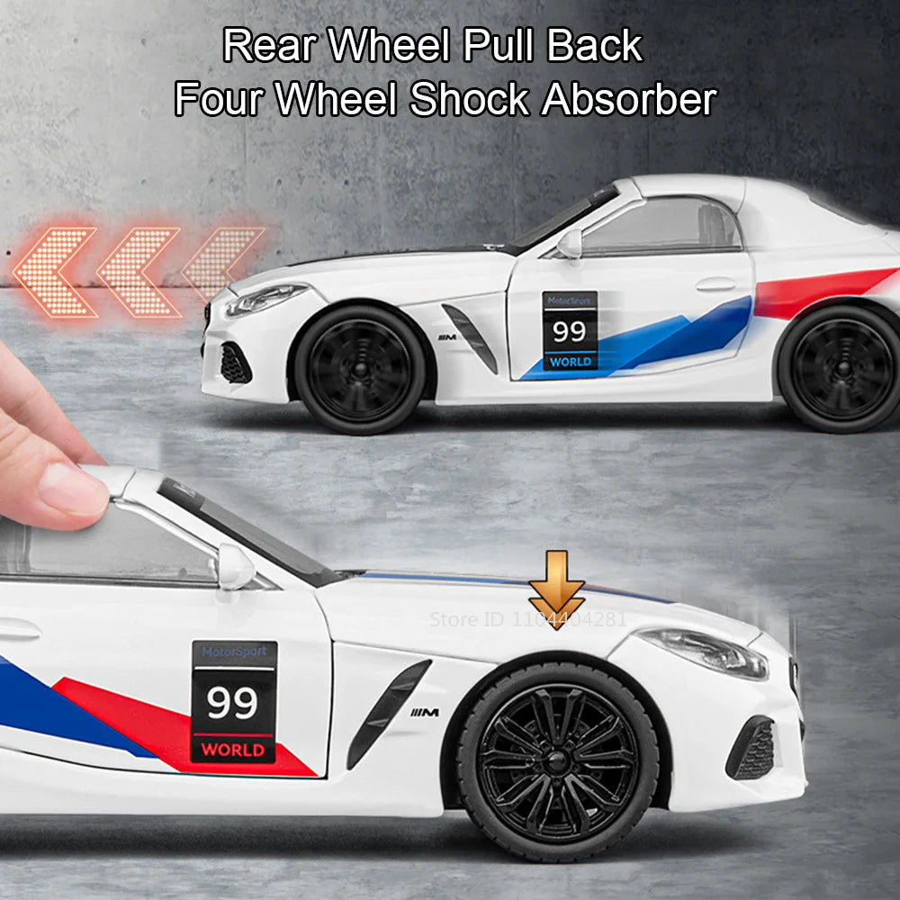 Modèle Voiture Sport Alliage Z4 I8 1:22 - Portes Ouvertes Son Lumière Rétractable - MONASTORESHOP.COM
