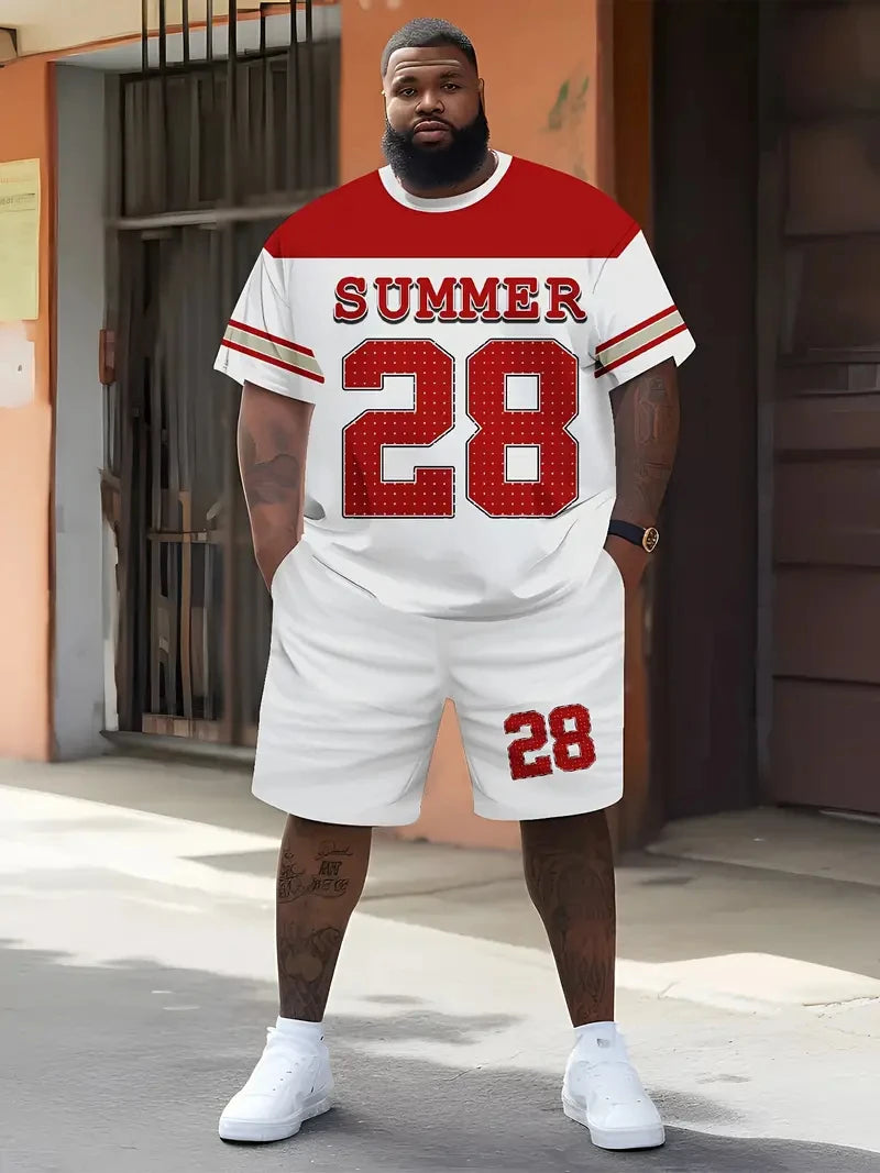 Ensemble t-shirt et short homme blanc avec imprimé Summer 28