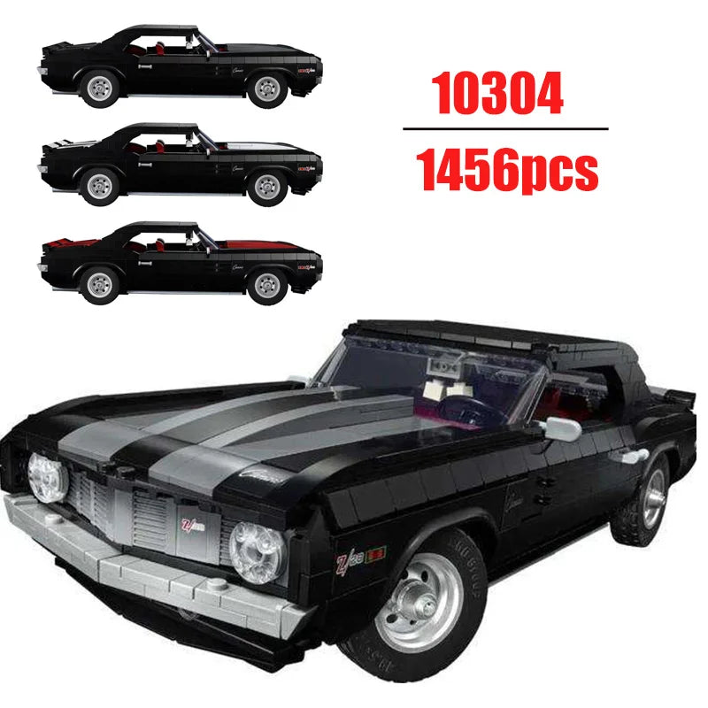 Kit Blocs Construction Muscle Car Vintage Noir - Voiture Rétro Compétition Garçon - MONASTORESHOP.COM