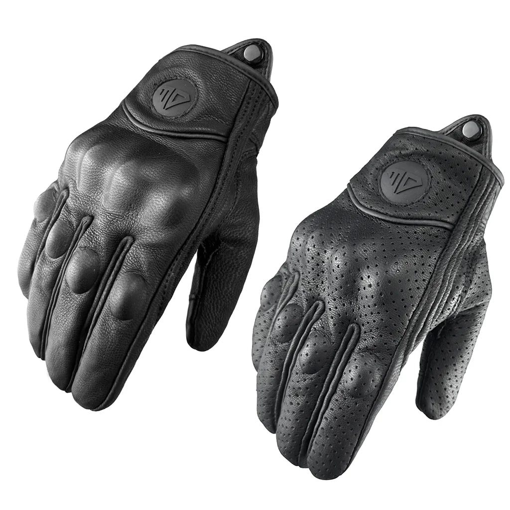 Gants de Moto rétro perforé cuir véritable