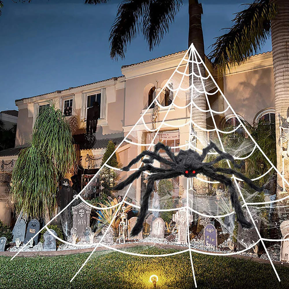 toile d'araignée halloween triangulaire pour déco façade de maison