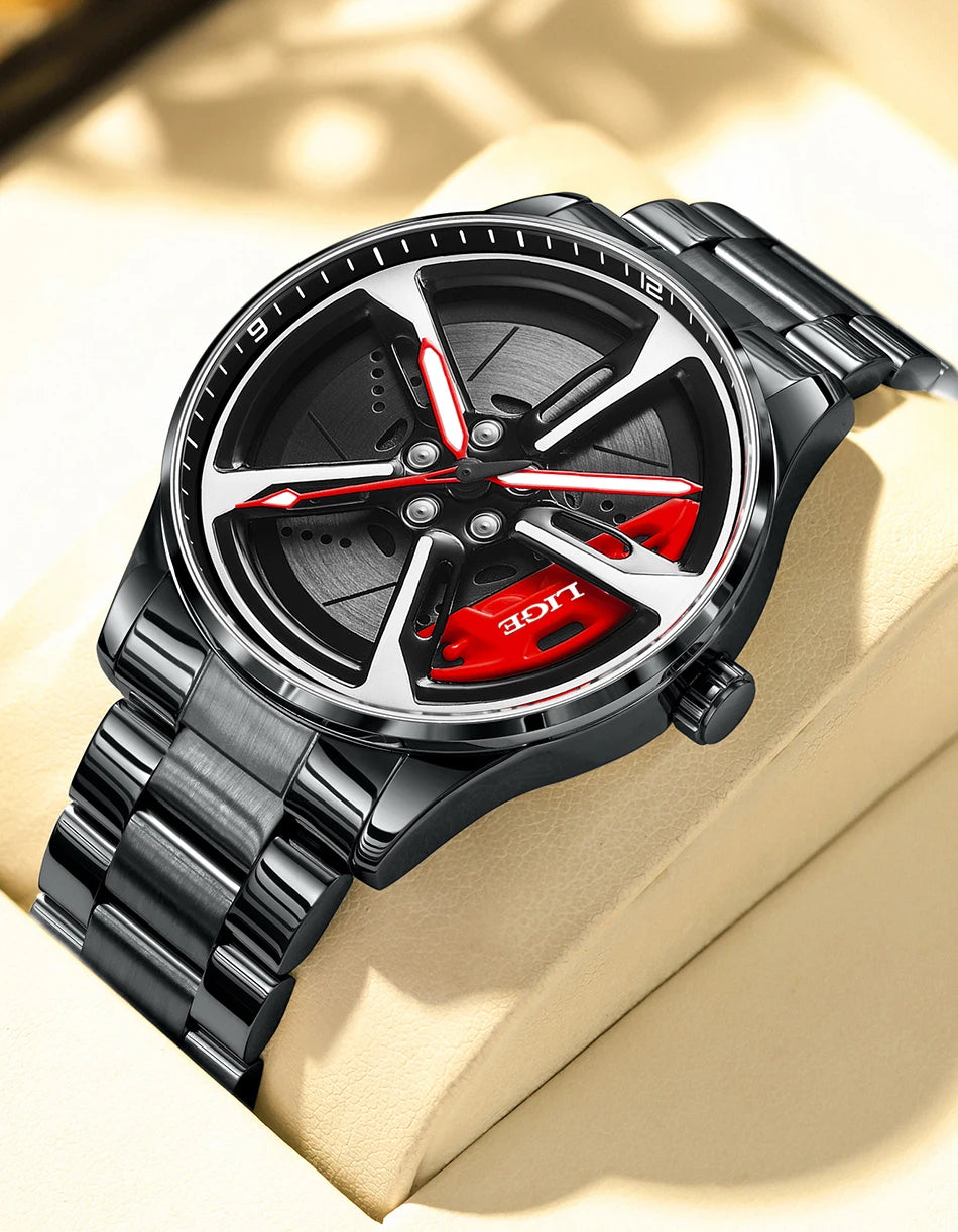 Montre Homme LIGE Quartz - Cadran Rotatif Sportive Etanche Lumineuse