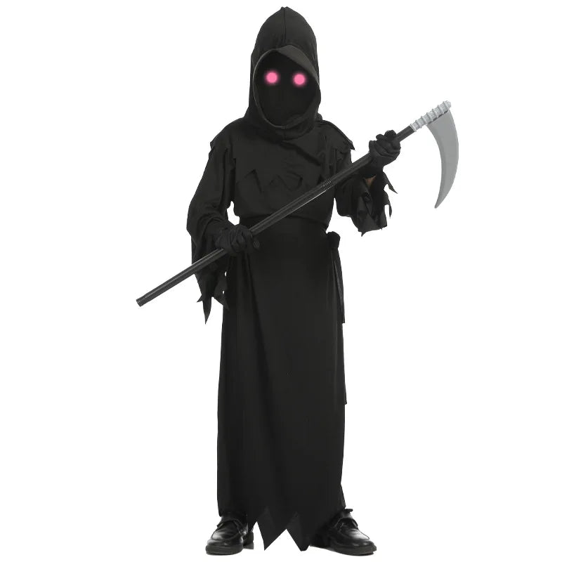tenue enfants le faucheur effrayant d'halloween avec regard lumineux