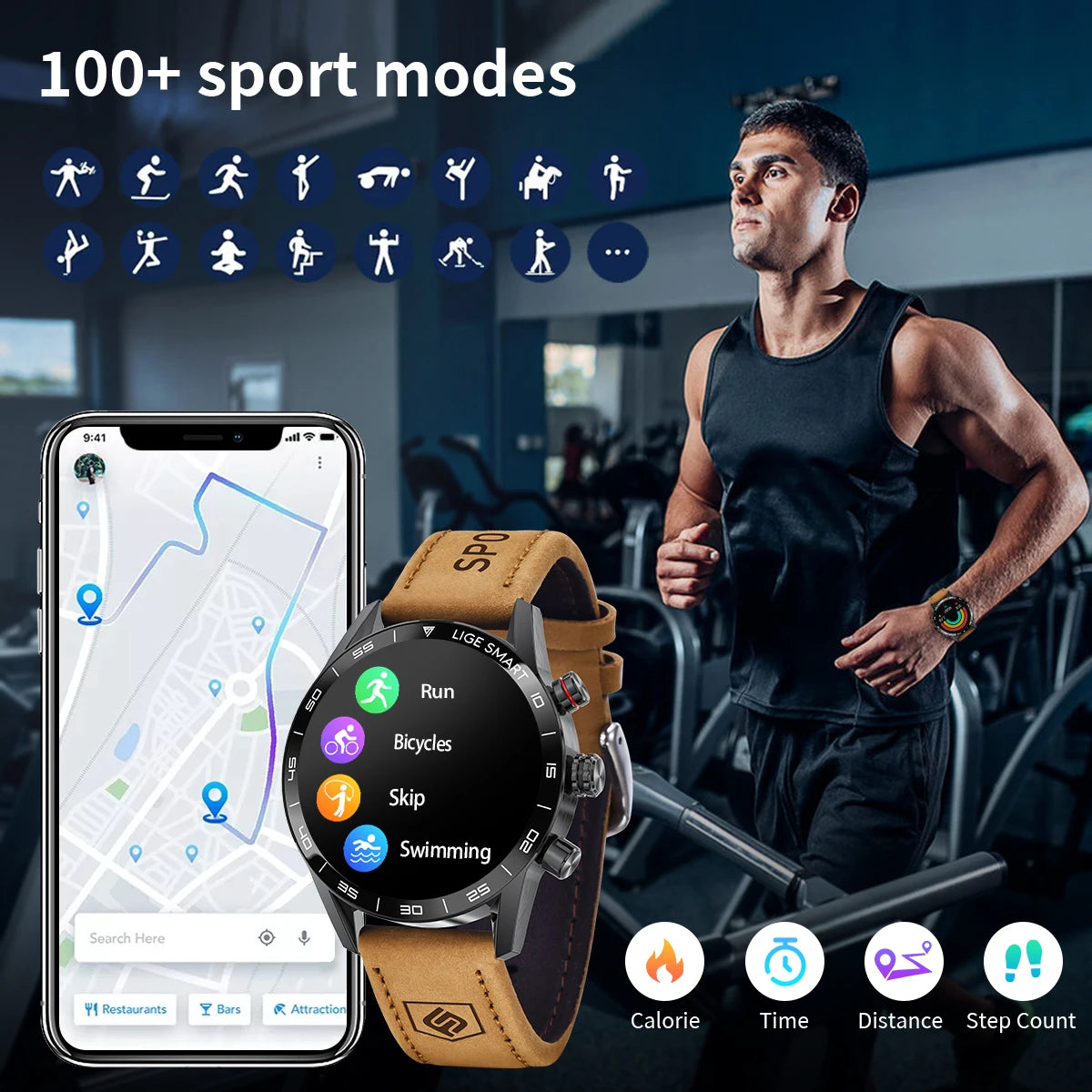 LIGE-Montre intelligente à écran HD AMOLED pour homme, appel Bluetooth, bracelet étanche IP67, entièrement tactile, affaires
