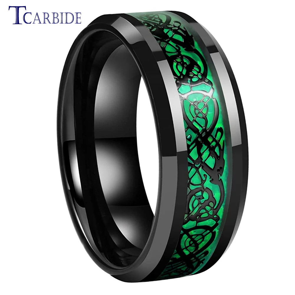 bague mode hommes/femmes en tungstène noir