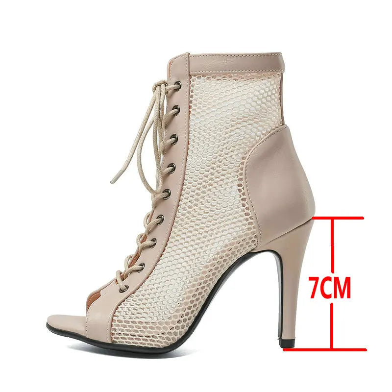 talons hauts en maille ajourée confortable