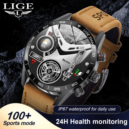 LIGE-Montre intelligente à écran HD AMOLED pour homme, appel Bluetooth, bracelet étanche IP67, entièrement tactile, affaires