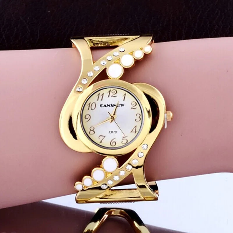 Montre Bracelet Femme Quartz Cristaux Acier Inoxydable