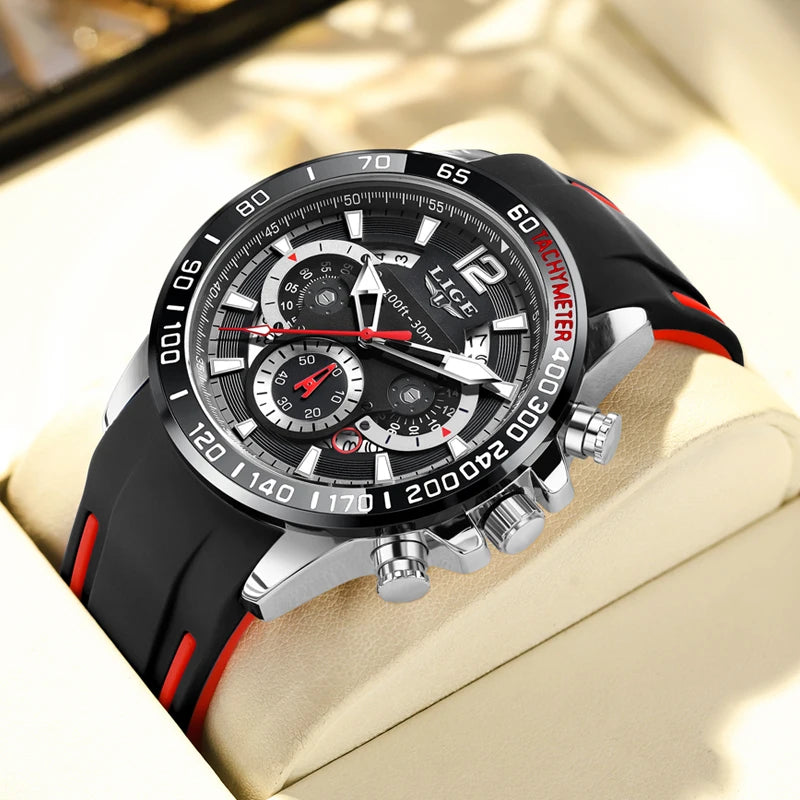 LIGE hommes montre-bracelet mode luxe étanche Sport chronomètre