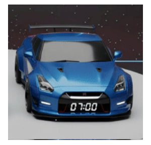 Réveil voiture supercar bleue: écran 07:00, phares et calandre