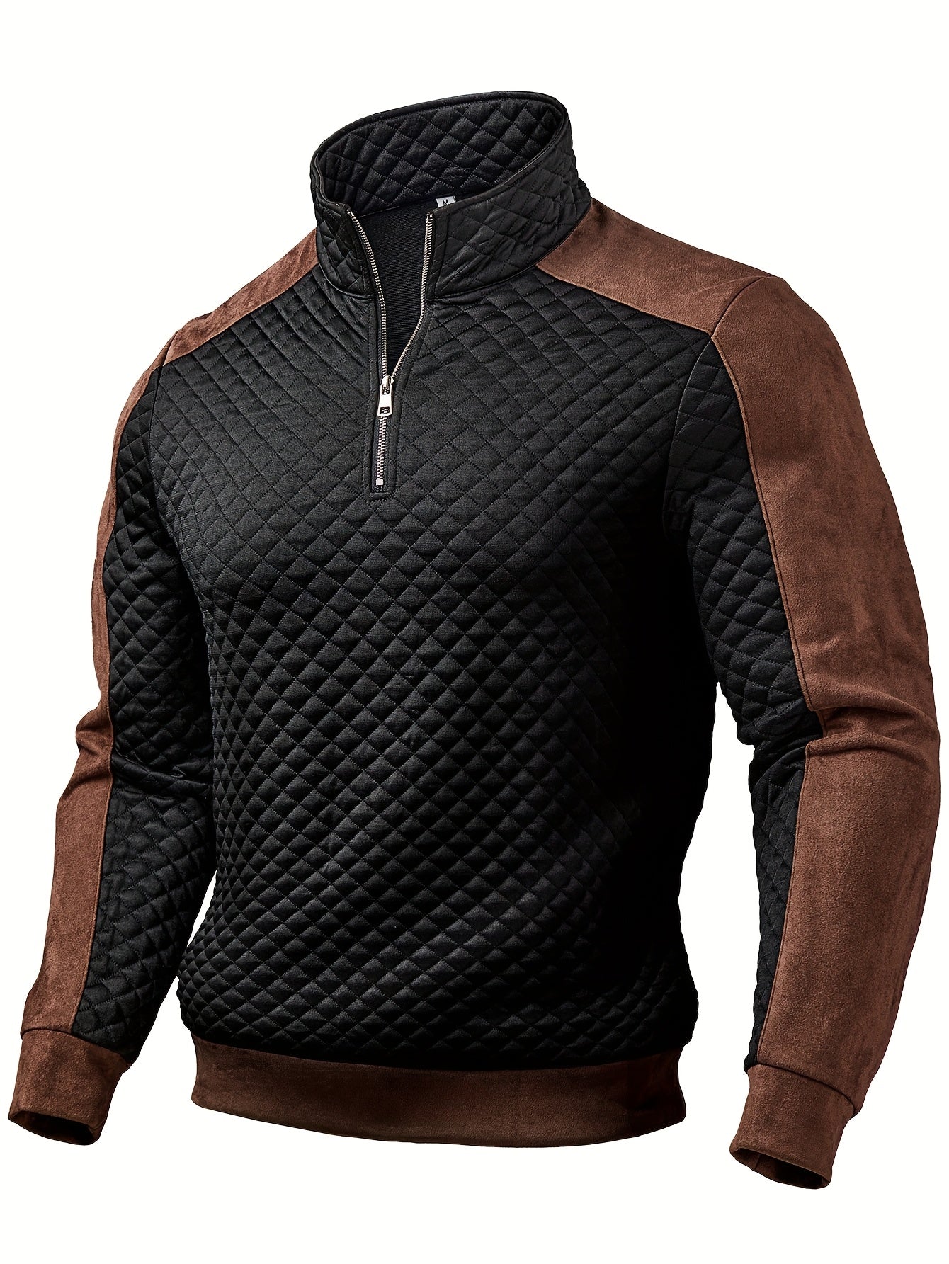 T-Shirt Henley Homme Manches Longues - Col Zip Color Block Automne-Hiver